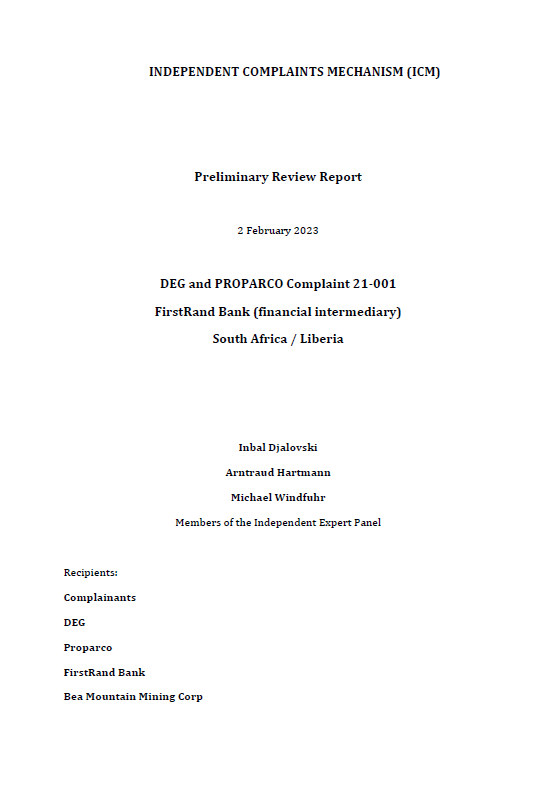  ICM complaint #21-001 - Preliminary Review Report 