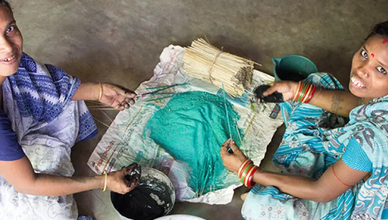 Our Clients making incense sticks; source of livelihood