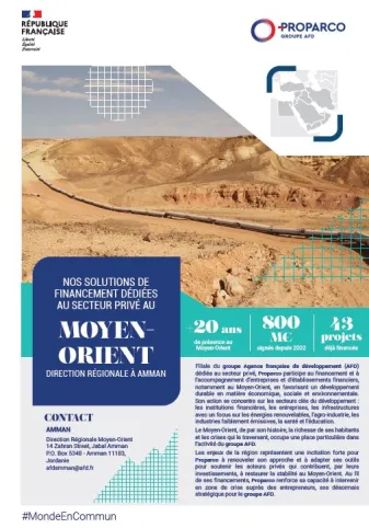 plaquette de présentation des activités de Proparco au Moyen-Orient